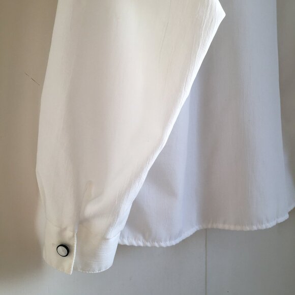 Vintage Bibbed Collar White Button Down Performance Choir Blouse - Picture 8 of 16